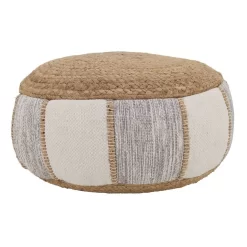 Woven Jute And Cotton Pouf - Saro Lifestyle PU420.N