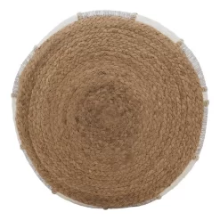 Woven Jute And Cotton Pouf - Saro Lifestyle PU420.N -Home Haven Deals 194 pu420.n 3