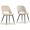 Set Of 2 Ania Beige Velvet Dining Chair With Golden Accented Metal Legs - Glamour Home GHDC-1355