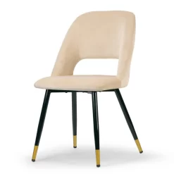 Set Of 2 Ania Beige Velvet Dining Chair With Golden Accented Metal Legs - Glamour Home GHDC-1355 -Home Haven Deals 198 ghdc 1355 3