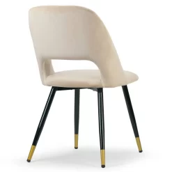 Set Of 2 Ania Beige Velvet Dining Chair With Golden Accented Metal Legs - Glamour Home GHDC-1355 -Home Haven Deals 198 ghdc 1355 5