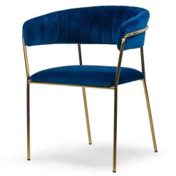 Set Of 2 Anya Blue Velvet Arm Chair With Golden Metal Legs - Glamour Home GHDC-1413 -Home Haven Deals 198 ghdc 1413 3