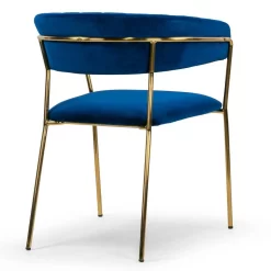 Set Of 2 Anya Blue Velvet Arm Chair With Golden Metal Legs - Glamour Home GHDC-1413 -Home Haven Deals 198 ghdc 1413 5