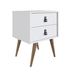 Amber Double Wide Dresser And Nightstand With Faux Leather Button Handles - Set Of 2 In White - Manhattan Comfort 2-311GFX1 -Home Haven Deals 2 311gfx1 i