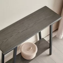 Design House 214338 Empiria Wood Console Table With Metal Frame For Living Room Entryway Bedroom, Gray - Leick 214338 11 Design House 214338 Empiria Wood Console Table With Metal Frame For Living Room Entryway Bedroom, Gray - Leick 214338 -Home Haven Deals 214338 angle 3