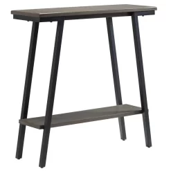 Design House 214338 Empiria Wood Console Table With Metal Frame For Living Room Entryway Bedroom, Gray - Leick 214338