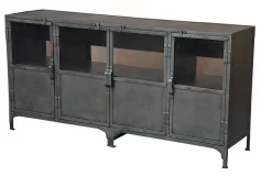 Sheridan 4 Door Metal Media Console In Silver - MOTI