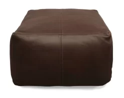 Lash Java Leather Pouf In Dark Brown - MOTI