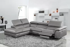 Divani Casa Maine Modern Dark Grey Eco-Leather Sectional Sofa W/ Recliner - VIG Furniture VGKNE9104-DKGRY