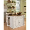 Monarch Antiqued White Kitchen Island And Two Stools - Homestyles Furniture 5020-948