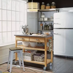 Natural Designer Utility Cart With SS Top - Homestyles Furniture 5217-95