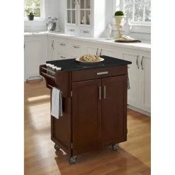 Cuisine Cart Cherry Finish Black Granite Top - Homestyles Furniture 9001-0074