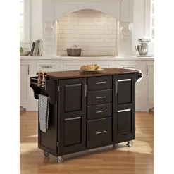 Create-a-Cart Black Finish With Cherry Top - Homestyles Furniture 9100-1047G