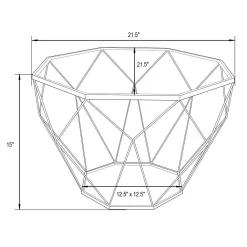Malibu Modern Octagon Glass Top Coffee Table With Geometric Basein Red - LeisureMod MD23R -Home Haven Deals 225 md23r 6