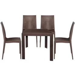 LeisureMod Mace Mid-Century 5-Piece Outdoor Dining Set Leisuremod MT31C19BR4