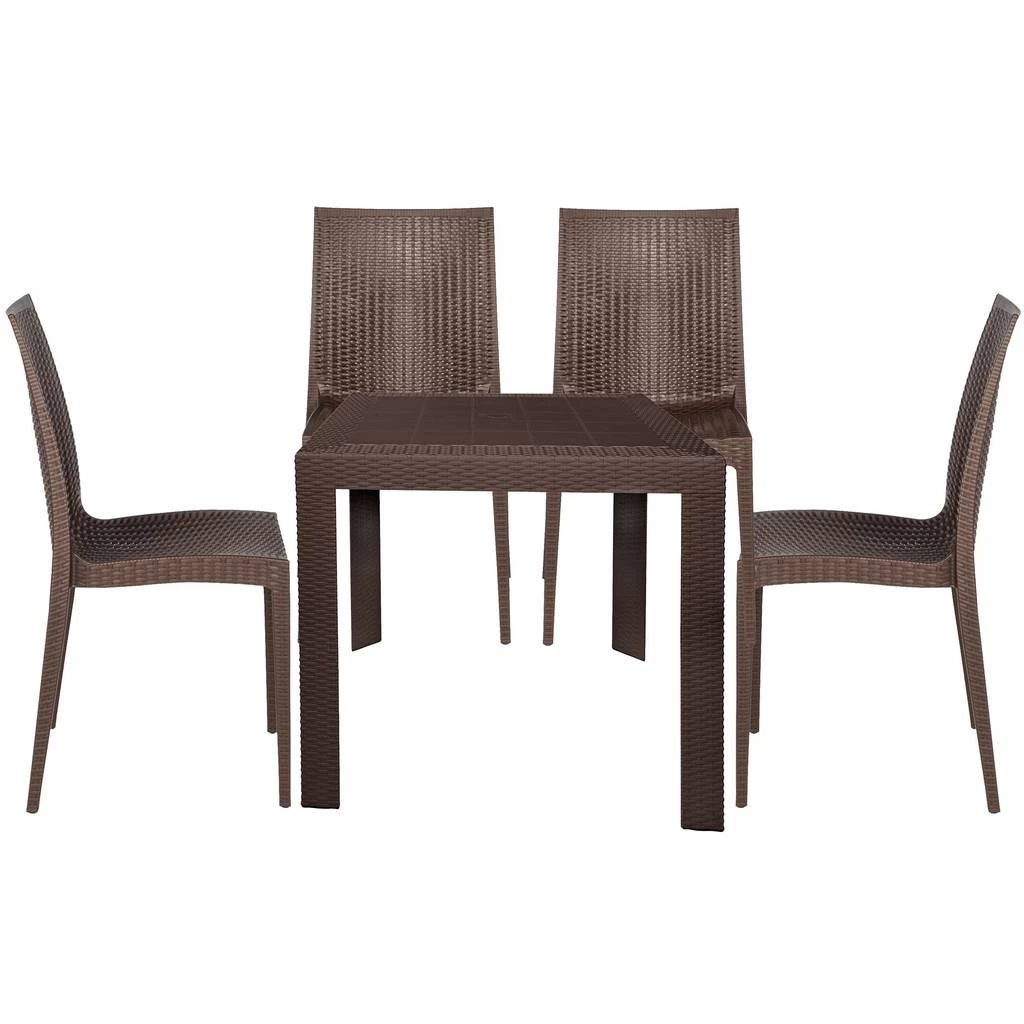 LeisureMod Mace Mid-Century 5-Piece Outdoor Dining Set Leisuremod MT31C19BR4 1 LeisureMod Mace Mid-Century 5-Piece Outdoor Dining Set Leisuremod MT31C19BR4
