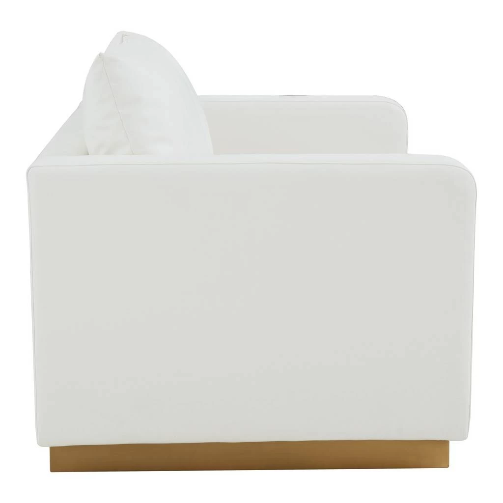 LeisureMod Nervo Modern Mid-Century Upholstered Leather Loveseat With Gold Frame In White - LeisureMod NS55W-L 5 LeisureMod Nervo Modern Mid-Century Upholstered Leather Loveseat With Gold Frame In White - LeisureMod NS55W-L - Image 5