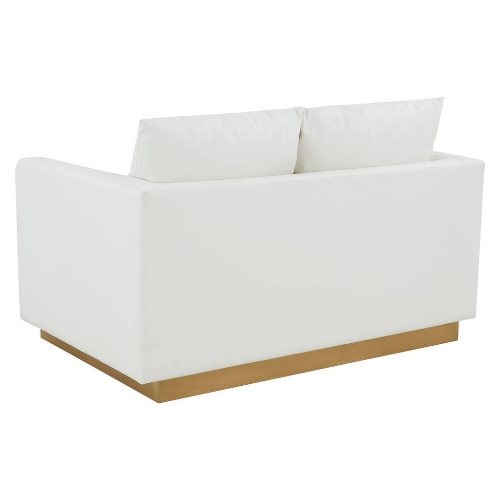 LeisureMod Nervo Modern Mid-Century Upholstered Leather Loveseat With Gold Frame In White - LeisureMod NS55W-L 6 LeisureMod Nervo Modern Mid-Century Upholstered Leather Loveseat With Gold Frame In White - LeisureMod NS55W-L - Image 6