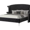 Emma Black Crushed Velvet 5-piece Bedroom Set, King - Best Master Furniture 229-B1981BEK5