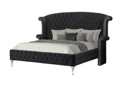 Emma Black Crushed Velvet 5-piece Bedroom Set, Queen - Best Master Furniture 229-B1981BQ5