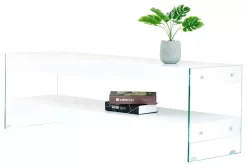 63" White Modern 2 Shelves TV Stand In White - Best Master Furniture BA218TV