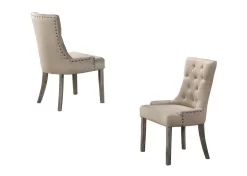 Crystal Tufted Linen With Nailheads Dining Chair ( Set Of 2 ) - Best Master Furniture CRYSTMC