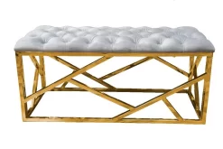 Grey Velvet W/ Gold Plated Bench - Best Master Furniture 229-E53G