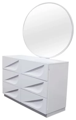 Madrid Off-White 6-Drawer Dresser & Mirror - Best Master Furniture MADRIDDM