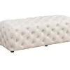 Parisa 53" Tufted Rectangular Linen Ottoman In Beige - Best Master Furniture SH003BE
