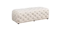 Parisa 53" Tufted Rectangular Linen Ottoman In Beige - Best Master Furniture SH003BE