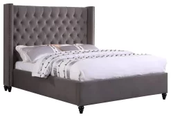 Henrick Upholstered King Bed In Grey - Best Master Furniture T1920GEK