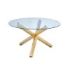 Tracy 54" Round Glass Dining Table In Gold - Best Master Furniture T19GT
