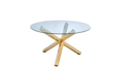 Tracy 54" Round Glass Dining Table In Gold - Best Master Furniture T19GT