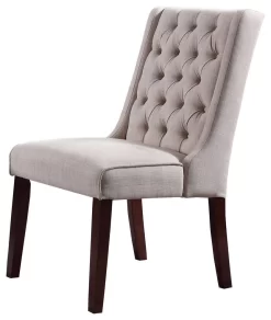 Newport Upholstered Side Chairs W/ Tufted Back In Beige (Set Of 2) - Best Master Furniture Y782BSC