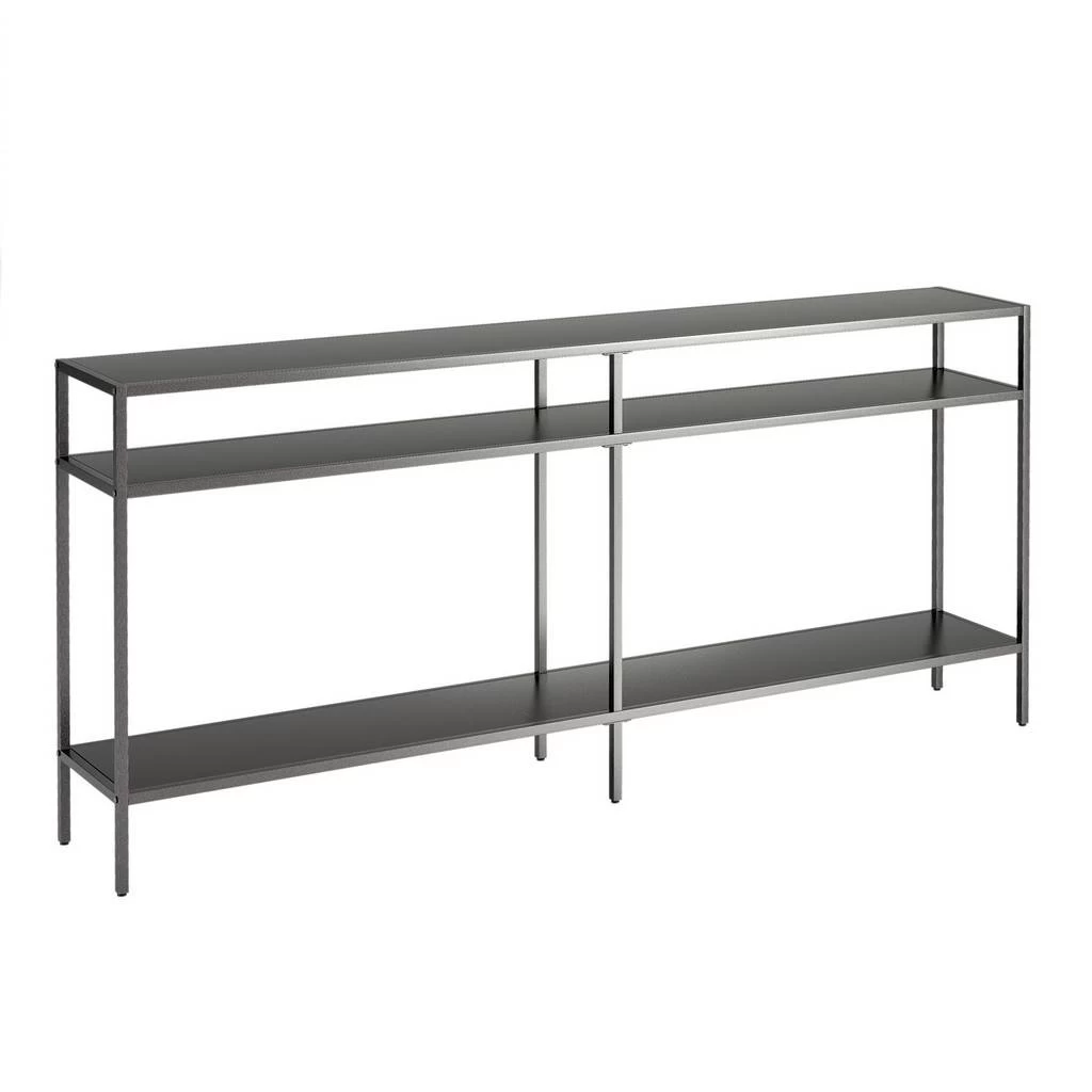 Sivil 64" Gunmetal Gray Console Table With Metal Shelves - Hudson & Canal AT0956 2 Sivil 64" Gunmetal Gray Console Table With Metal Shelves - Hudson & Canal AT0956 - Image 2