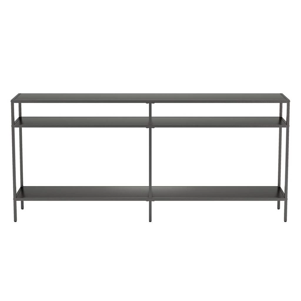 Sivil 64" Gunmetal Gray Console Table With Metal Shelves - Hudson & Canal AT0956 3 Sivil 64" Gunmetal Gray Console Table With Metal Shelves - Hudson & Canal AT0956 - Image 3