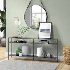 Sivil 64" Gunmetal Gray Console Table With Metal Shelves - Hudson & Canal AT0956 11 Sivil 64" Gunmetal Gray Console Table With Metal Shelves - Hudson & Canal AT0956 -Home Haven Deals 236 at0956 d