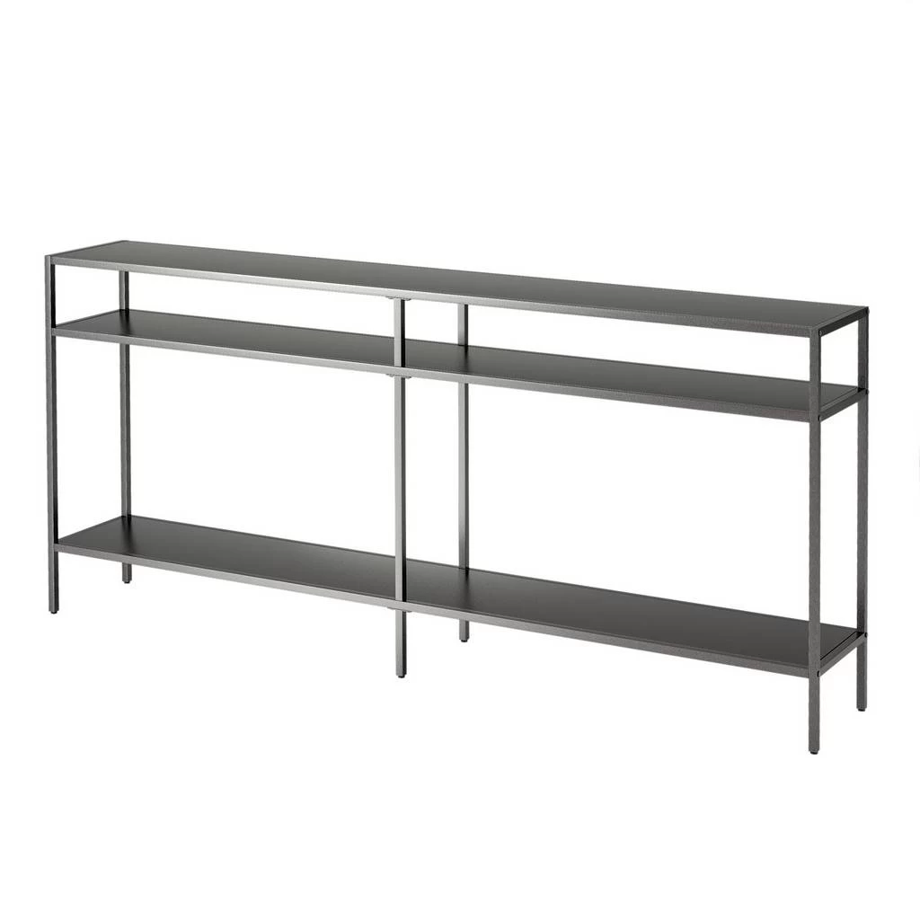 Sivil 64" Gunmetal Gray Console Table With Metal Shelves - Hudson & Canal AT0956 7 Sivil 64" Gunmetal Gray Console Table With Metal Shelves - Hudson & Canal AT0956 - Image 7