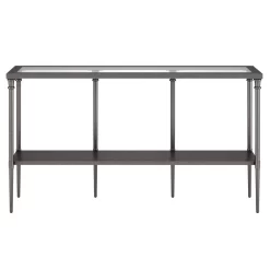 Nellie 55" Aged Steel Console Table With Solid Metal Shelf - Hudson & Canal AT0987 -Home Haven Deals 236 at0987 c