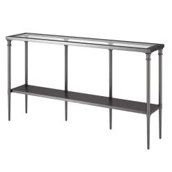 Nellie 55" Aged Steel Console Table With Solid Metal Shelf - Hudson & Canal AT0987 -Home Haven Deals 236 at0987 g