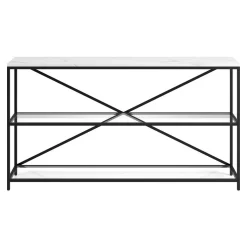 Fionn 55" Wide Rectangular Console Table With Faux Marble Top In Blackened Bronze - Hudson And Canal AT1540 -Home Haven Deals 236 at1540 3