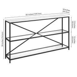 Fionn 55" Wide Rectangular Console Table With Faux Marble Top In Blackened Bronze - Hudson And Canal AT1540 -Home Haven Deals 236 at1540 5