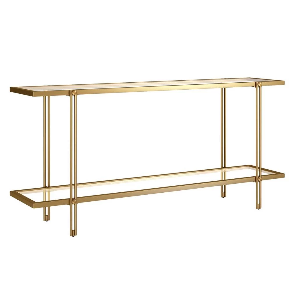 Inez 64'' Wide Rectangular Console Table In Brass - Hudson & Canal AT1553 2 Inez 64'' Wide Rectangular Console Table In Brass - Hudson & Canal AT1553 - Image 2