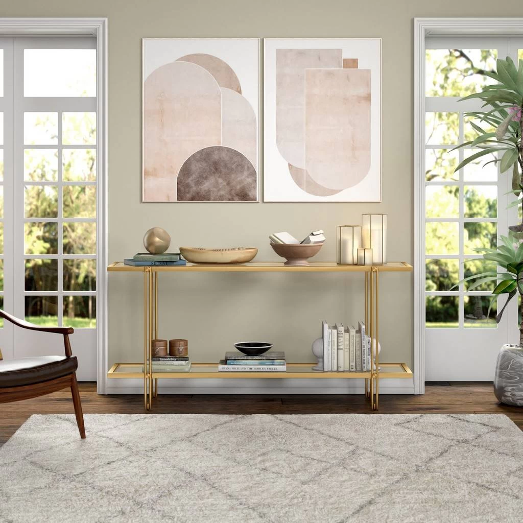 Inez 64'' Wide Rectangular Console Table In Brass - Hudson & Canal AT1553 4 Inez 64'' Wide Rectangular Console Table In Brass - Hudson & Canal AT1553 - Image 4