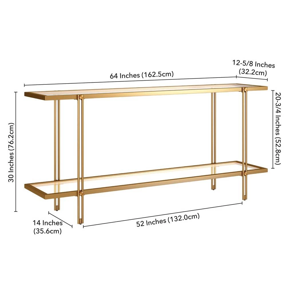 Inez 64'' Wide Rectangular Console Table In Brass - Hudson & Canal AT1553 5 Inez 64'' Wide Rectangular Console Table In Brass - Hudson & Canal AT1553 - Image 5