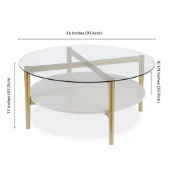 Otto 36" Brass Finish Coffee Table With White Lacquer Shelf - Hudson & Canal CT0139 -Home Haven Deals 236 ct0139 5