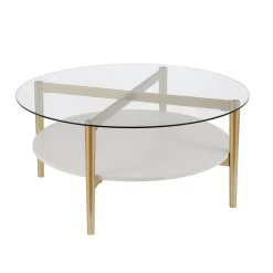 Otto 36" Brass Finish Coffee Table With White Lacquer Shelf - Hudson & Canal CT0139 -Home Haven Deals 236 ct0139 8