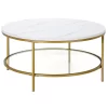 Sivil Gold And Faux Marble Round Coffee Table - Hudson & Canal CT1000
