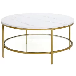 Sivil Gold And Faux Marble Round Coffee Table - Hudson & Canal CT1000 7 Sivil Gold And Faux Marble Round Coffee Table - Hudson & Canal CT1000 -Home Haven Deals 236 ct1000 h