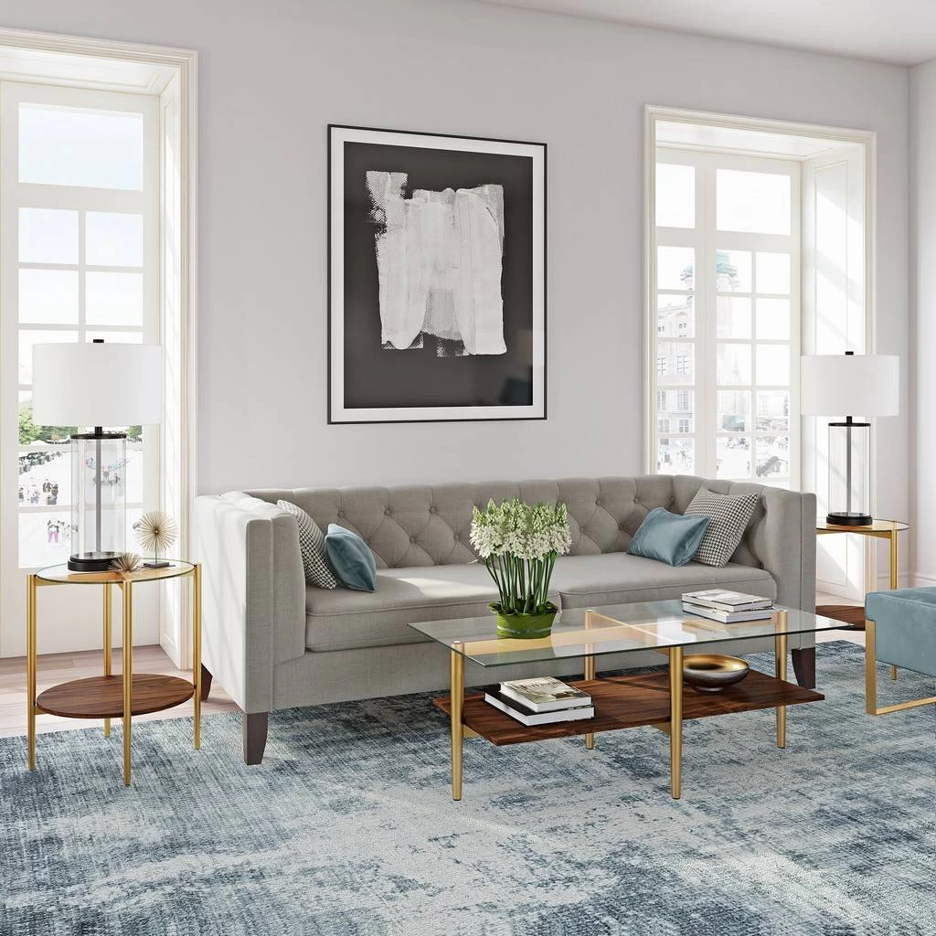 Otto Brass Finish Side Table With Walnut Shelf - Hudson & Canal ST0275 4 Otto Brass Finish Side Table With Walnut Shelf - Hudson & Canal ST0275 - Image 4